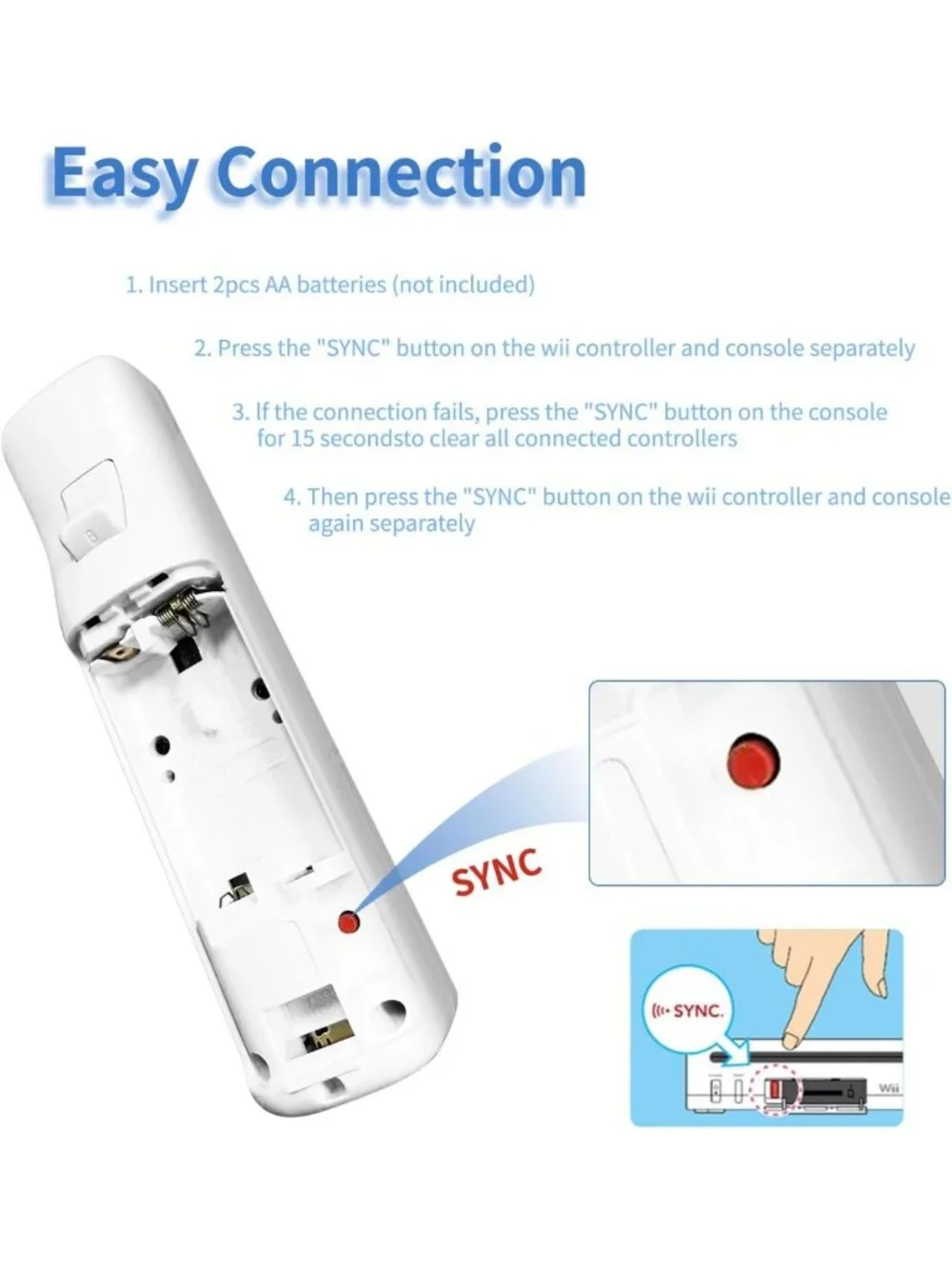 2 Pack Wireless Wii Controllers with Wrist Straps for Nintendo Wii/Wii U Gaming